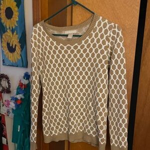 Banana Republic Tan and White Geometric Sweater